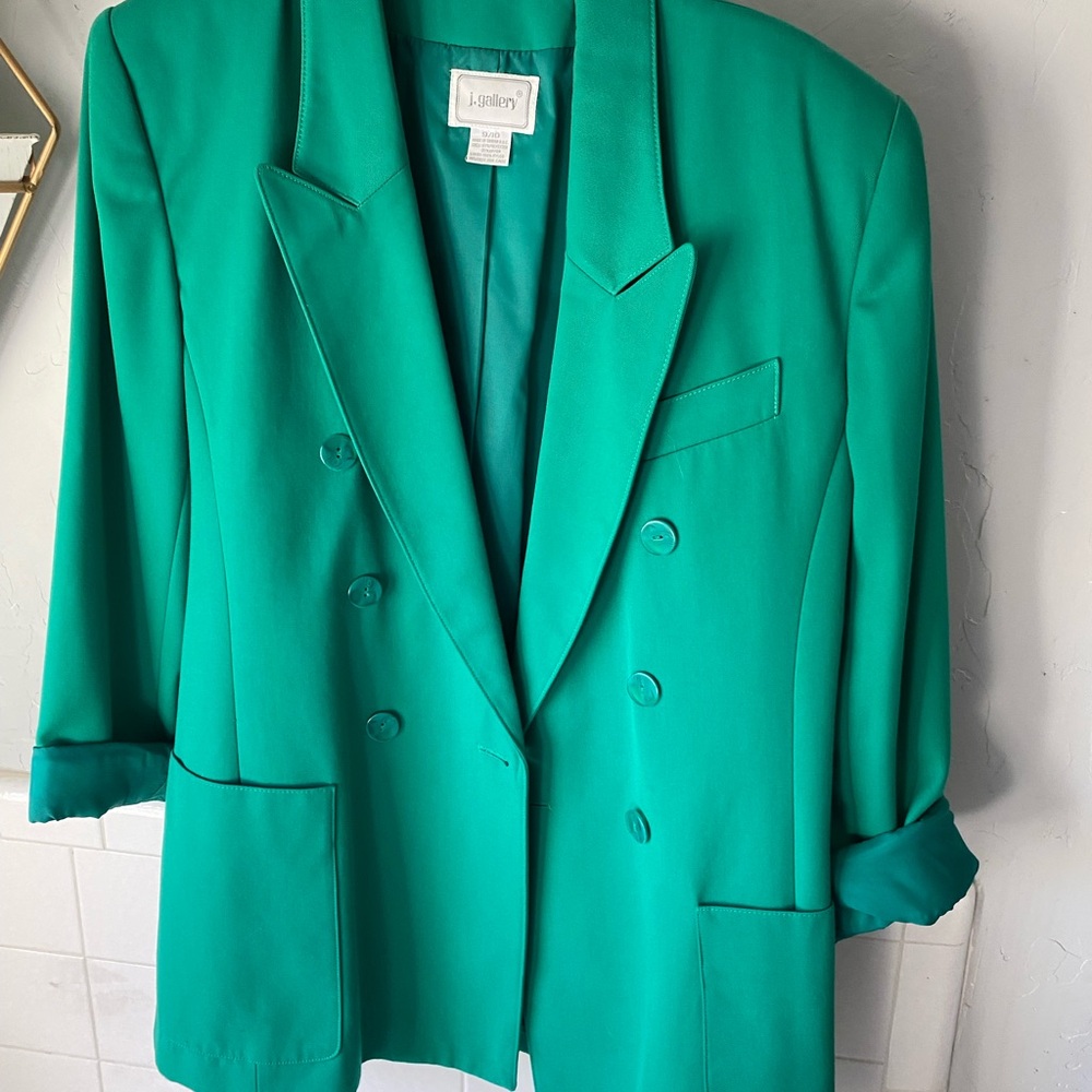 Vintage Women's Green Blazer - Picture 2 of 8